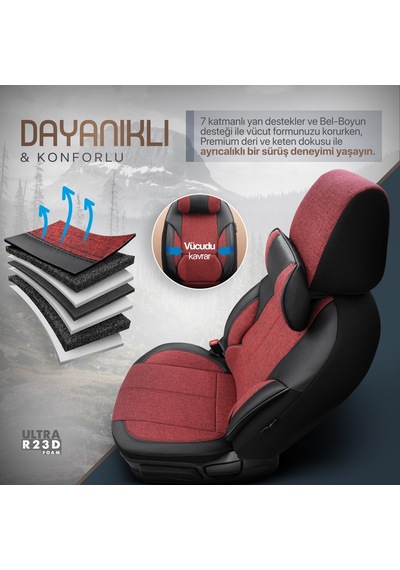 Otom Voyager Design Boyun ve Bel Destekli Ultra Konforlu Universal Koltuk Kılıfı Tam Set