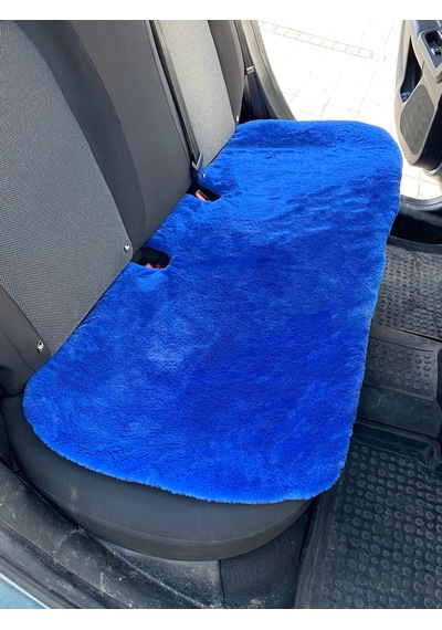 Yumuşak Tüylü Peluş Serme Oto Koltuk Minder Arka Mavi