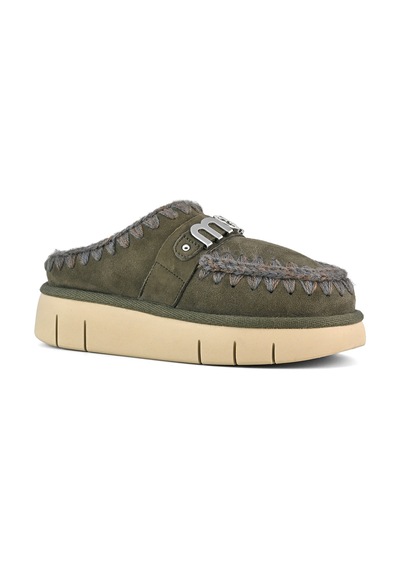 Terlik/ Panduf Ev Kadın Mu.fw531001a Bkol Mou Bounce Clog Metal Logo Black Olive Black Olive Koyu Yeşil