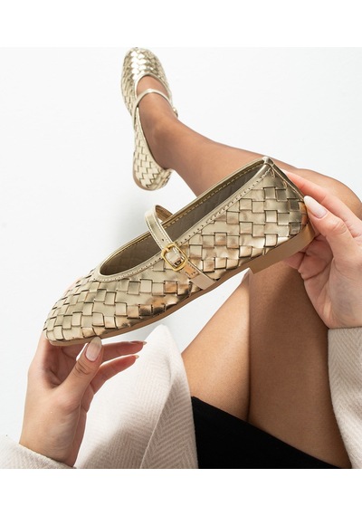 Dabab Shoes Elvıa Gold Kadın Örgü Dokulu Bilekten Bantlı Tokalı Mary Jane Düz Ayakkabı Babet Altın Dabab Shoes Elvıa Gold Kadın Örgü Dokulu Bilekten Bantlı Tokalı Mary Jane Düz Ayakkabı Babet Altın