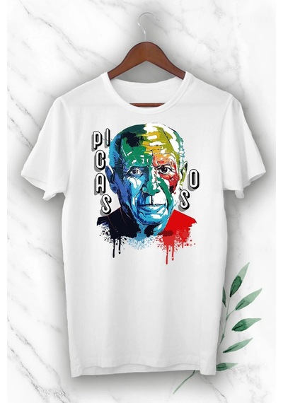 Tarzsokak Art Pablo Picasso Baskılı Beyaz Unısex Tişört