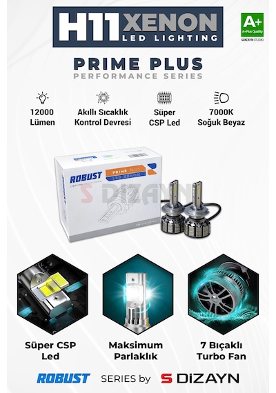 S-dizayn Prime Plus H11 Led Xenon / 45w / 12000 Lm / 7000k A+ Kalite
