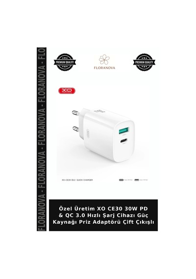 Özel Üretim Xo Ce30 30w Pd & Qc 3.0 Hızlı Şarj Cihazı Güç Kaynağı Priz Adaptörü Çift Çıkışlı