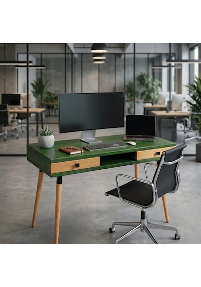 Mobenta Modest Desk: Masif Çalışma & Laptop Masası 2 Çekmece 1 Bölme - 120x60 Ye-tk Yeşil-ahşap Mobenta Modest Desk: Masif Çalışma & Laptop Masası 2 Çekmece 1 Bölme - 120x60 Ye-tk Yeşil-ahşap