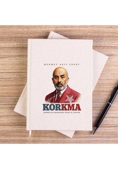 Mehmet Akif Ersoy Korkma Krem Çizgisiz Kanvas Defter