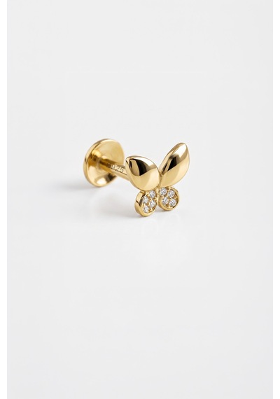 Minik Kelebek 18 Ayar Sarı Altın Kaplama Gümüş Flat-lobe Piercing