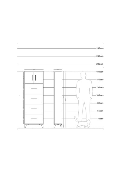 Arges Dolap 2 Raflı 4 Çekmeceli 2 Kapaklı 60x30x182 Aytaşı-an... Aytaşı