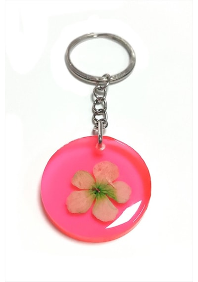 Kartopu - 999 - Çiçeği Papatya Epoksi - Csmo-tex - Anahtarlık-açık Pembe