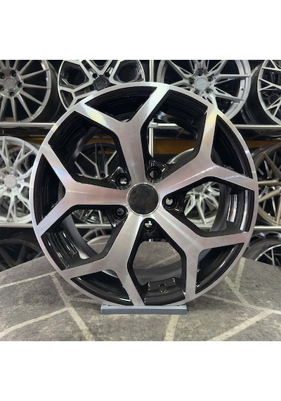 16 İnç 5x112 Golf Caddy Jetta Siyah Elmas Kesim Jant 4 Adet
