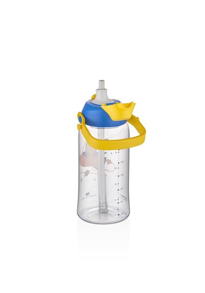 Uzspace Askılı Kulplu Pipetli Tritan Çocuk Su Matarası Mavi 500 ML
