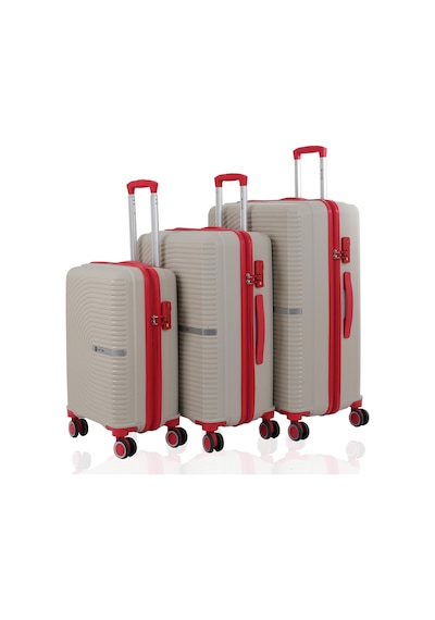 Mçs Üçlü Polipropilen Valiz Seti V374 S21yy1000006-set 00422 Kemik/kırmızı