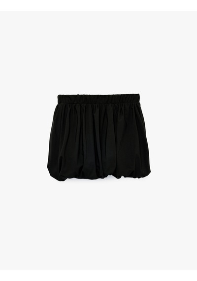 Koton Yüksek Bel Cepli Rahat Kalıp Mini Spor Şort Etek Siyah 7wak40009nw