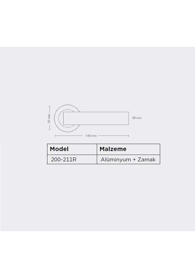 Sese Dicle Modeli Kare Rozetli Oda Kapı Kolu Antrasit 200-211r-01-54