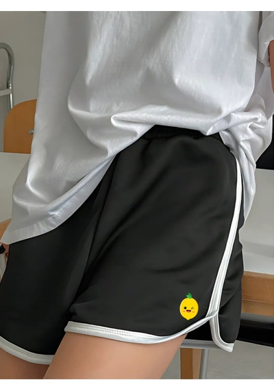 Dolphin Mini Şort - Limon Baskılı Kısa Kordonsuz Siyah Dolphin Mini Şort - Limon Baskılı Kısa Kordonsuz Siyah