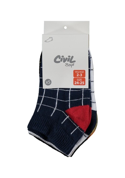 Civil Boys Kareli 5'li 2-12 Yaş Erkek Çocuk Patik Çorap - Standart