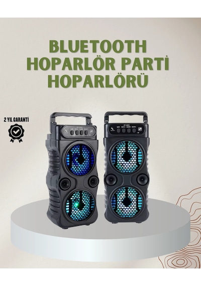 1200 Mah Şarjlı Led Işıklı Bluetooth Hoparlör - Fm Radyolu, Hafıza Kart Destekli