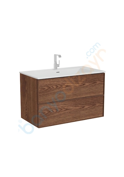 VitrA Metropole Edge Lavabo Dolabı, Çift Çekmeceli, Etajerli Lavabolu, 100 Cm, Ceviz 67156 Diğer VitrA Metropole Edge Lavabo Dolabı, Çift Çekmeceli, Etajerli Lavabolu, 100 Cm, Ceviz 67156 Diğer