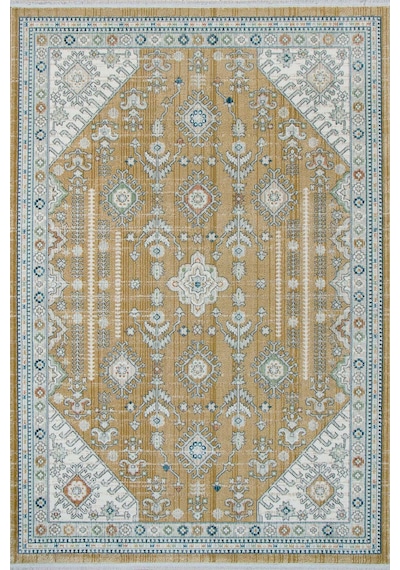 Polipropilen Polyester Pamuk Tabanlı Dokuma Halı Otantik Modern Salon Mutfak Halısı Gold Rengi N0104a Altın