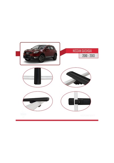 Accessorypart Nissan Qashqai 2010-2014 Arası İle Uyumlu Basıc Model Ara Atkı Tavan Barı Siyah