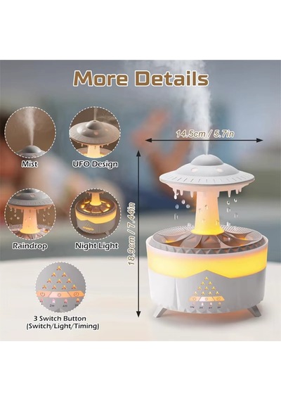 Leerfei V56 Aroma Difüzör Ve Ortam Nemlendirici - Dinlendirici Renkli Işık, 350ml Kapasite