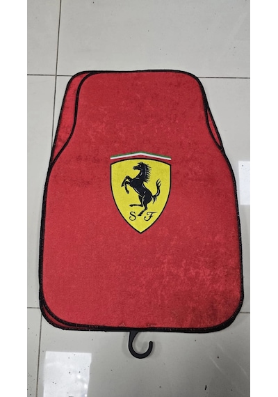 Ferrari Desen Kaymaz Taban Dekoratif Oto Halı Paspas Üniversal Yıkanabilir Her Araca Uyumlu