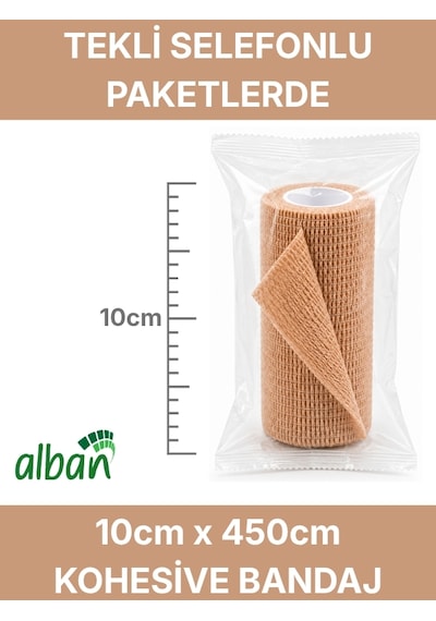 10cm Kendinden Yapışkanlı Elastik Bandaj, Kohesiv Bandaj 10cm X 4.5m Spor, Bilek, Ayak Bileği, Veteriner Bandajı Siyah