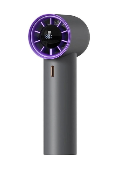 Mini Taşınabilir Turbo El Fanı Yüksek Hızlı, Akıllı Dijital Ekran, Usb-c Şarj Edilebilir, Kompakt, Modern Mor