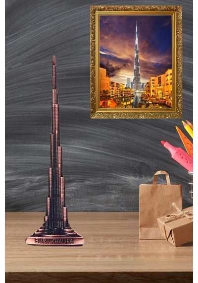 Vintage Metal Burj Khalifa Biblo Bakır 22 Cm Burç Halife