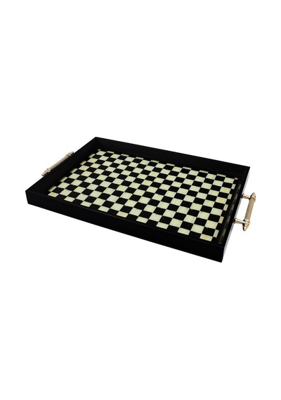 Glore A08-006 Damalı El Geçmekli Tepsi 31x46cm 81829 Ahşap