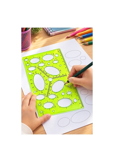 Oval Şablon Orta Boy Cetvelli 1 Adet Rio 17 Cm Cetvelli Teknik Çizim Oval Cetveli Okul Mühendis Mimar Çok Renkli
