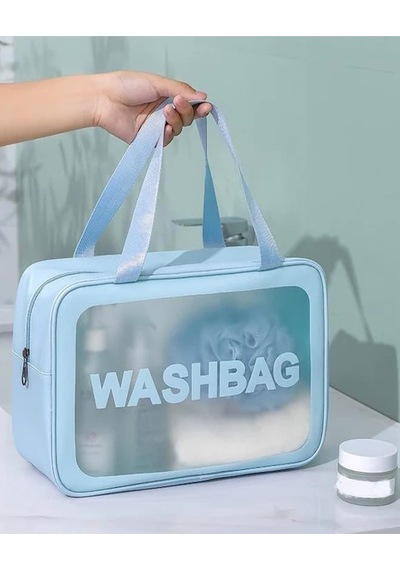 Caş Dekorasyon Mavi Renk Washbag Su Geçirmez Büyük Boy Makyaj Çantası