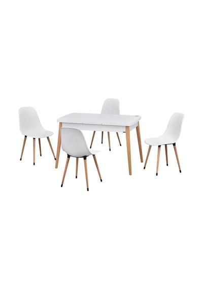 Vilinze Eames Sandalye Avanos Ahşap Mdf Açılır Mutfak Masası Takımı - 70x120+30 Cmtk-avanos-70120ak-nb-eames-nb Beyaz