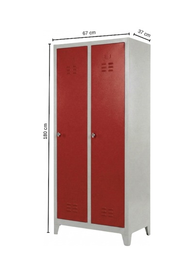Asram Metal 2 Kapaklı Ekonomik Soyunma Dolabı Kırmızı 67x37x180