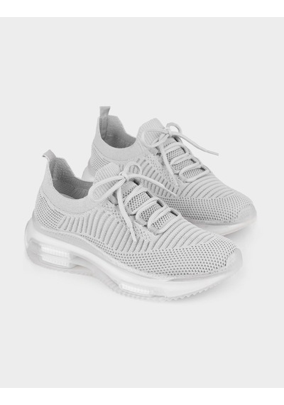 Gri Bağcıklı Kadın Sneaker Spor Ayakkabı Gri