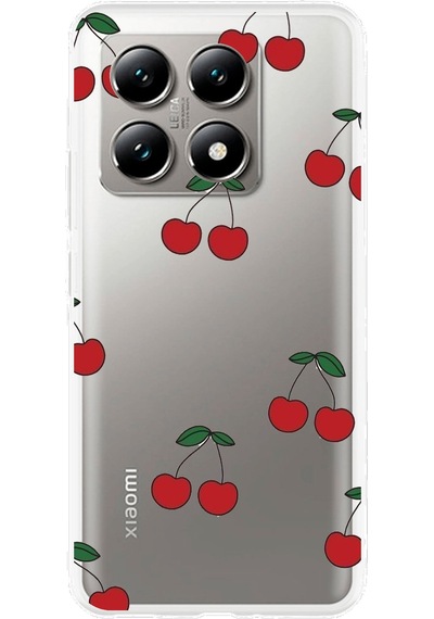 Xiaomi Mi 14t Pro Uyumlu Kirazlar Tasarımlı Baskılı Silikon Kılıf Renkli