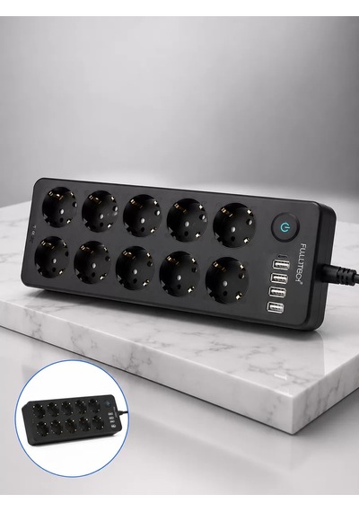 10'lu Çoklu Priz Usb Ve Type-c Şarj Girişli Akım Korumalı Grup Priz Standart