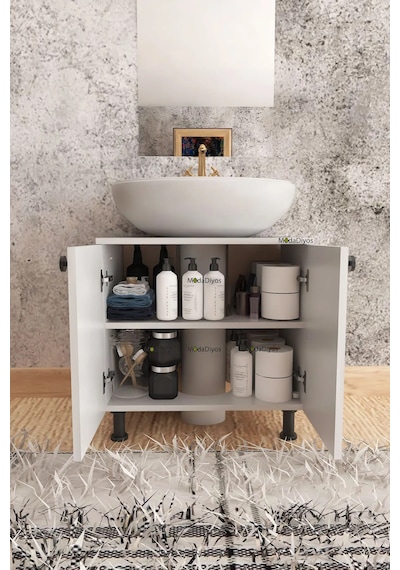 Modelisa Lavabo Altı Dolap, Ayaklı Banyo Dolabı Mdf Beyaz