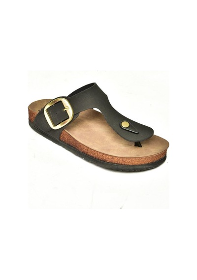Fox Shoes U777917002 Siyah Süet Parmak Arası Kadın Terlik Siyah-süet Siyah