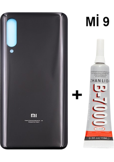 Xiaomi Mi 9 Arka Cam Batarya Pil Kapağı Siyah + Yapıştırıcı B7000