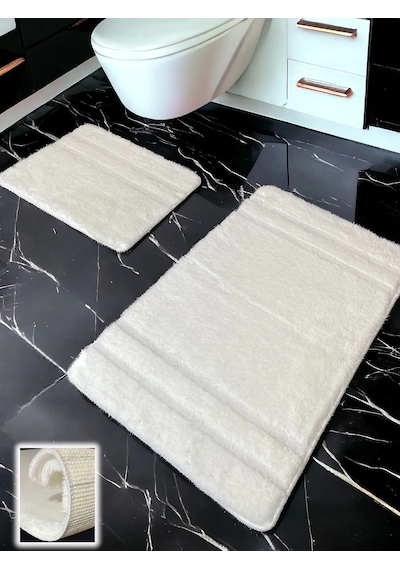 Salzach Beyaz 2li Banyo Paspası 60x100 50x60 Cm Beyaz