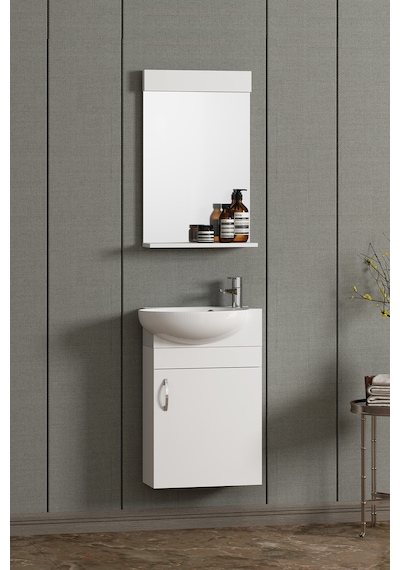 45 Cm Lale Takım Dolap Mdf Beyaz Turkuaz