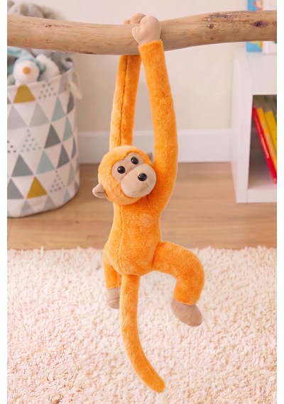 Turuncu Elleri Yapışabilen Maymun Peluş Oyuncak