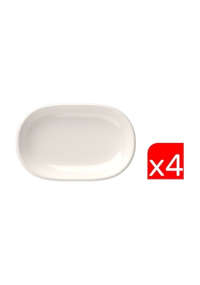 Tabak Evi Porselen Magnus Oval Kayık Tabak 13,50x8,50x2,50cm 4 Lü Krem