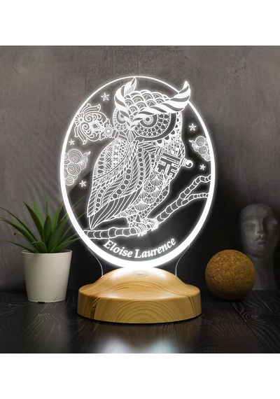 Baykuş Kişiye Özel Led Lamba, Baykuş Tasarımlı 3D Gece Lambası