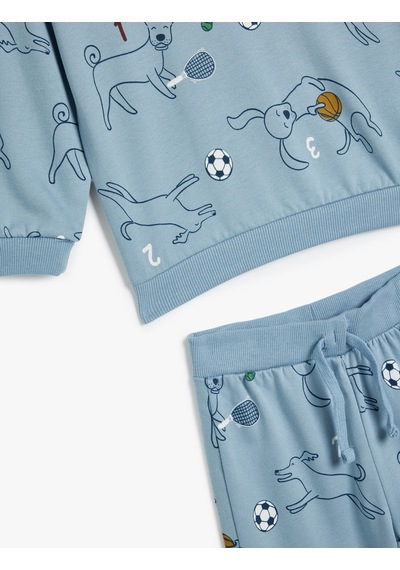 Koton Eşofman Takımı Uzun Kollu Pamuklu Sweatshirt Ve Eşofman Altı Köpek Baskılı Mavi Desenli 5wmb10196tk Mavi Koton Eşofman Takımı Uzun Kollu Pamuklu Sweatshirt Ve Eşofman Altı Köpek Baskılı Mavi Desenli 5wmb10196tk Mavi