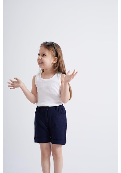 Oliventhekid Taşlı Detaylı Kız Çocuk Şort Lacivert Lacivert