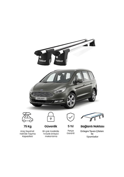 Trio-ıı Ford Galaxy 2015 Ve Sonrası Uyumlu Kilitli Ara Atkı 135cm Port Bagaj Tavan Barı