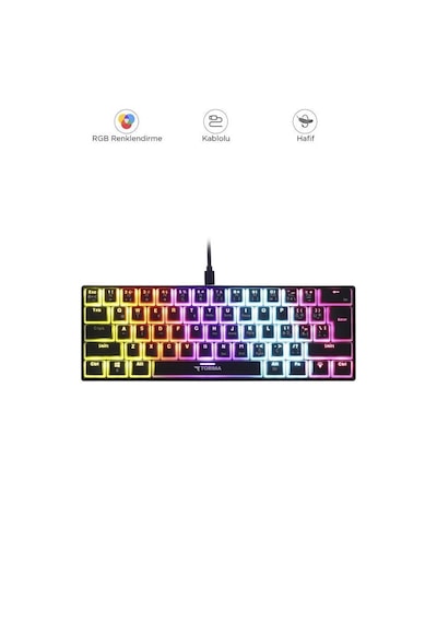 Torima Tk-04 Siyah Mekanik Rgb Işıklı Kablolu Q Klavye Siyah