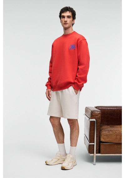 Grimelange IRVING Erkek Yuvarlak Yaka Göğsü Ve Önü Regular Fit Kiremit Rengi Sweatshirt