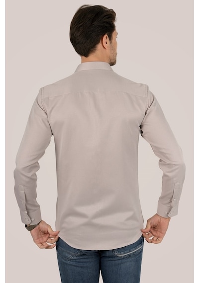Sütlü Kahve Slimfit Erkek Gömlek Kahverengi